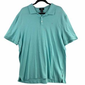 Calvin Klein Mens Polo Shirt XL Tiffany Blue Short Sleeve 100% Cotton Soft EUC